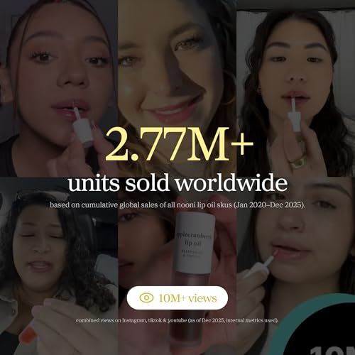 NOONI Korean Lip Oil - Applecoco | Long-Lasting, Moisturizing, Plumping, Revitalizing for Dry Lips, Waterproof, No Peel Off, Hydrating, Stocking Stuffers, Preppy Stuff, 0.12 FL Oz