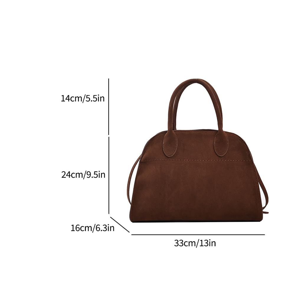 Covelin Women's Retro Suede Tote Bag Ladies' Fashion Shoulder Handbag Top Handle Purse Small Brown