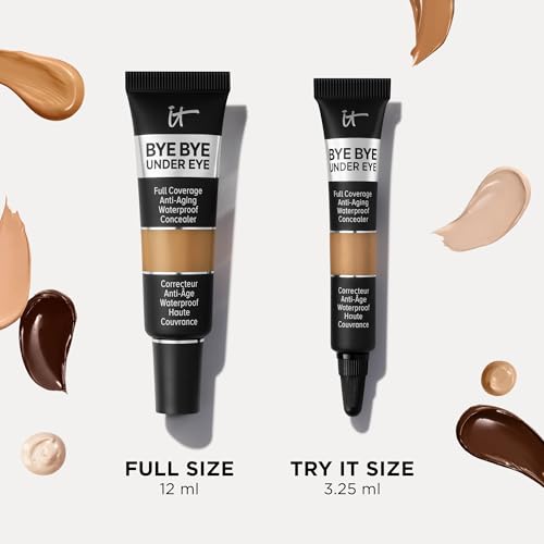 IT Cosmetics Bye Bye Under Eye Concealer (Light Tan) - Water-Resistant, Full Coverage Brightening Concealer For Dark Circles, Fine Lines, Redness & Discoloration, Anti-Aging, 24H Wear - 0.4 fl oz