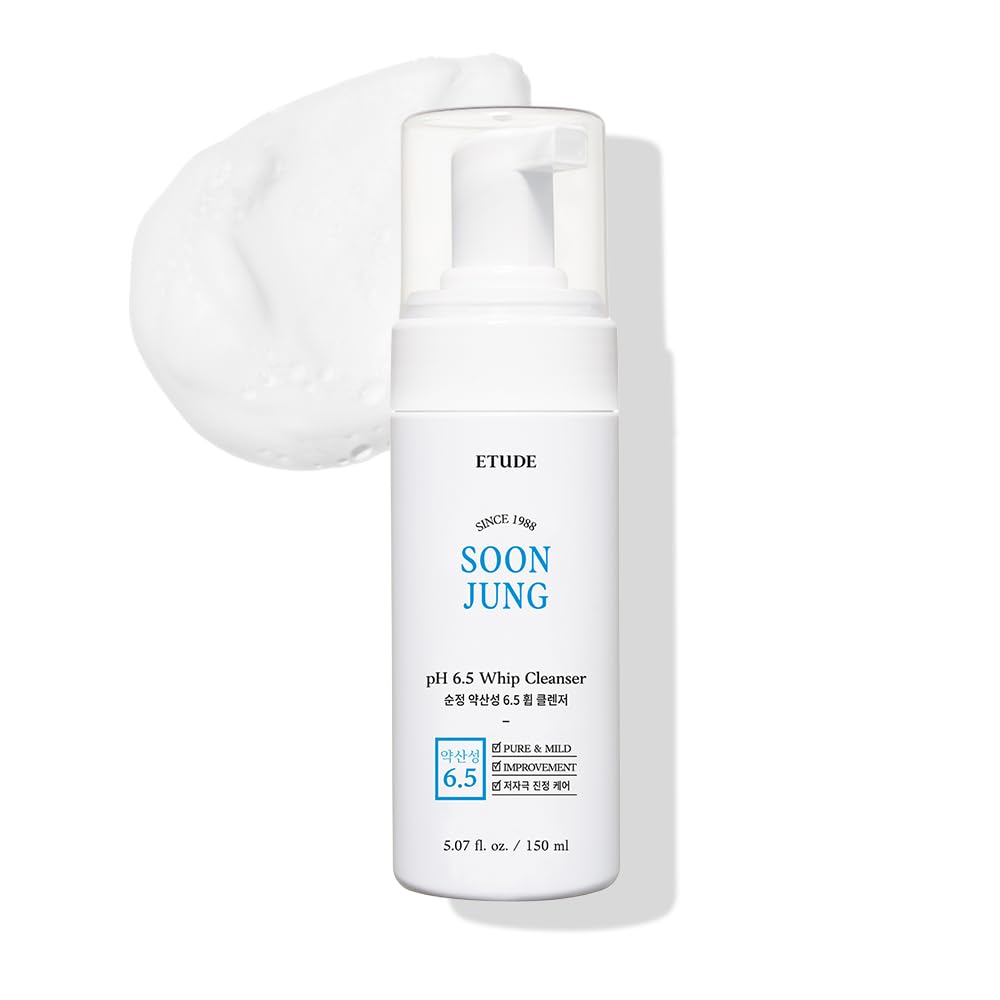 ETUDE gentle pH-balanced bubble Cleanser for Sensitive Skin, Panthenol + Madecassoside, Barrier Repair, Fragrance Free, pH 6.5, Vegan Certified, Non-Comedogenic, Korean Face Wash, 5.06 fl oz