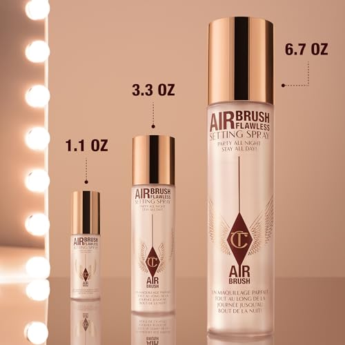Charlotte Tilbury Airbrush Flawless Setting Spray - Ultra-Fine Hydrating Mist to Prime & Set Face Makeup For Up to 16Hr - Soothes, Blurs Pores & Calms Skin (100ml)