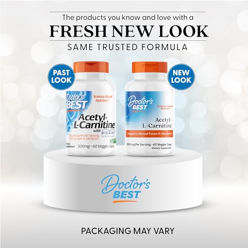 Doctors Best Acetyl-L-Carnitine, Supports Mental Focus & Alertness, Non-GMO, Gluten Free, Soy Free, Vegan 60 Veggie Caps