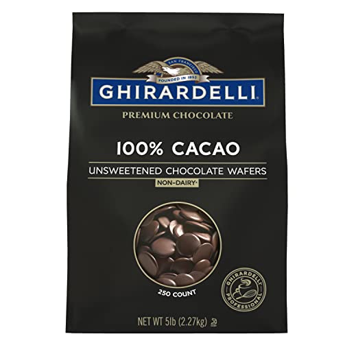 Ghirardelli Chocolate Company 100% Cacao Unsweetened Wafers, 5lb. Bag (Pack of 1)