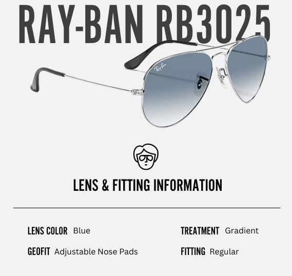 Ray-Ban RB3025 AVIATOR GRADIENT Pilot Shaped Non-Polarized Sunglasses for Men & Women – Includes Official RAYBAN Eyewear Kit – Ideal Formal & Casual Wear Sunglasses – Light Blue Lens