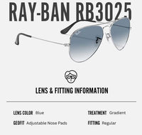 Thumbnail for Ray-Ban RB3025 AVIATOR GRADIENT Pilot Shaped Non-Polarized Sunglasses for Men & Women – Includes Official RAYBAN Eyewear Kit – Ideal Formal & Casual Wear Sunglasses – Light Blue Lens