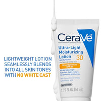 Thumbnail for CeraVe Ultra-Light Moisturizing Lotion With SPF 30, Daily Face Moisturizer with SPF, Formulated with Hyaluronic Acid & Ceramides, Broad Spectrum SPF, Oil Free, Matte Finish, 1.7 Ounce