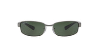 Thumbnail for Ray-Ban RB3364 Metal Rectangular Sunglasses, Gunmetal/Polarized Green, 62 mm
