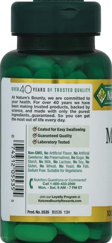 Nature's Bounty Magnesium, Mineral Supplement, Supports Bone and Muscle Health, 500 mg, Coated Tablets, 100 Count (Pack of 2)
