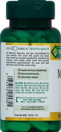 Thumbnail for Nature's Bounty Magnesium, Mineral Supplement, Supports Bone and Muscle Health, 500 mg, Coated Tablets, 100 Count (Pack of 2)