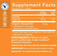 Thumbnail for The Vitamin Shoppe Astaxanthin (Solasta™) Branded Ingredient 4mg - Antioxidant from Micro-Algae That Supports Brain & Heart Health and Skin for Healthy Aging (120 Softgels)