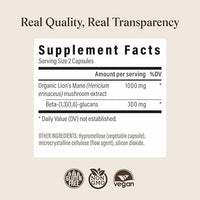 Thumbnail for Real Mushrooms Lion’s Mane Supplement Capsules - Organic Lions Mane Extract for Overall Wellbeing - Beta Glucan Supplements – Vegan 300 ct Mushroom Extract