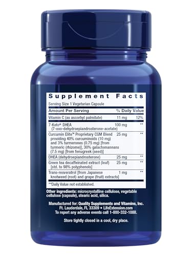 Life Extension DHEA and 7-Keto DHEA Complete Vegetarian Capsules to Maximize Support of a Healthy Body Weight & Mood, Lean Muscle Mass, Libido & More, Non-GMO, Gluten-Free, 60 Count