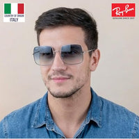 Thumbnail for Ray-Ban RB1971 SQUARE 1971 CLASSIC Square Shaped Non-Polarized Sunglasses for Women – Includes Official RAYBAN Eyewear Kit – Ideal Formal & Casual Wear Sunglasses – Light Blue Gradient Lens