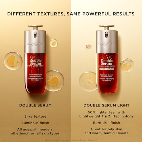 Clarins DOUBLE SERUM | Anti Aging Face Serum | Visibly Firms, Smoothes, Boosts Radiance, and Refines Pores | 24H Hydration | All Skin Types, 1 Fl Oz
