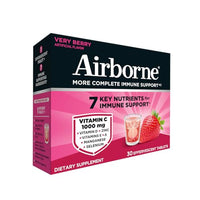 Thumbnail for Airborne 1000mg Vitamin C with Vitamin D & Zinc, Sugar Free Multivitamin Immune Support Supplement, Antioxidants Vitamins A C & Vitamin E, 30 Effervescent Tablets, Very Berry Flavor
