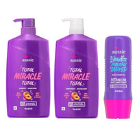 Thumbnail for Aussie Total Miracle Hair Care Bundle: Shampoo, Conditioner, and 3 Minute Deep Treatment with Apricot & Macadamia Oil, Paraben-Free for Damaged Hair, 26.2 & 8 Fl Oz