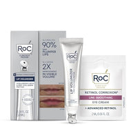 Thumbnail for RoC Derm Correxion Lip Volumizer - Lip Plumper Peptide Treatment with Hyaluronic Acid & Vitamin E + Line Smoothing Eye Cream Packette