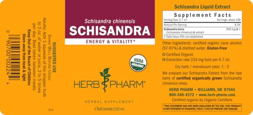 Herb Pharm Certified Organic Schisandra Berry Liquid Extract - 4 Ounce