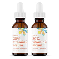 Thumbnail for ASUTRA 20% Vitamin C Serum, 1 fl oz (Pack of 2) - Ferulic & Hyaluronic Acid, Vitamin E, Aloe, Jojoba, Brightening Face Serum