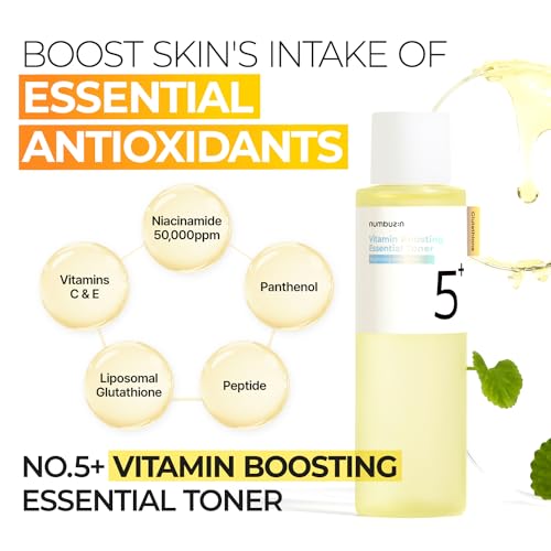 numbuzin No.5 Toner | Vitamin Boosting Essential Toner | First Step Skin Care | Improves Hyperpigmentation and Uneven Skin Tone | 6.76 fl. oz.