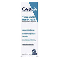 Thumbnail for CeraVe Therapeutic Hand Cream for Dry Cracked Hands With Hyaluronic Acid and Niacinamide, Fragrance Free 3 Ounce