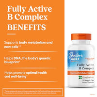 Thumbnail for Doctor's Best Fully Active Vitamin B Complex Supplement for Men & Women - Super Complex with Methylated B12 & Folate, B6, Biotin, Pantothenic Acid, & More, Energy Support Caps - 30 Veggie Capsules