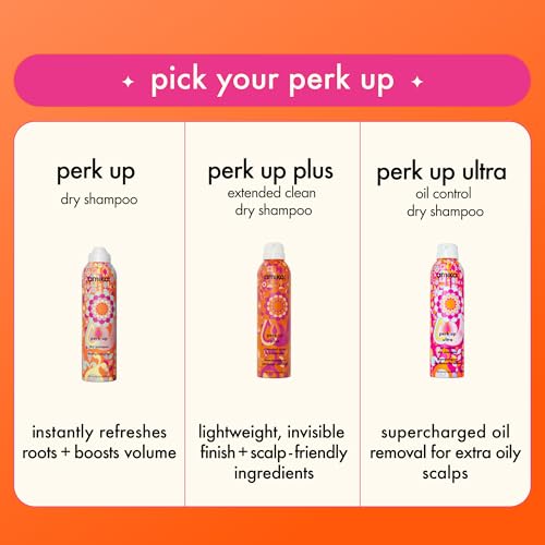 amika perk up plus extended clean dry shampoo, 9.5oz | revitalizes roots + boosts time between washes with no residue or build up | for all hair types