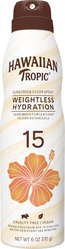 Thumbnail for Hawaiian Tropic Weightless Hydration Clear Spray Sunscreen SPF 15, 6oz | Hawaiian Tropic Sunscreen SPF 15, Sunblock, Oxybenzone Free Sunscreen, Spray On Sunscreen, Body Sunscreen Spray, 6oz