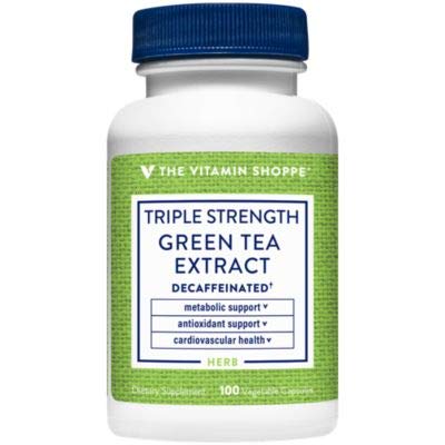 The Vitamin Shoppe Triple Strength Green Tea Extract 750mg Capsules with EGCG – A Natural Antioxidant to Support Fat Metabolism – Fights Free Radicals – Decaffeinated (100 Vegetarian Capsules)