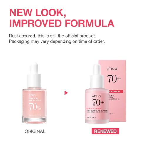 Anua Peach 70 Niacinamide Serum, Daily Glow Serum For Face, Skin Tone & Dullness Care with Vitamin B12, Lightweight, Hydrating For Glass Skin Effect, Korean Skin Care, 1.01 fl.oz