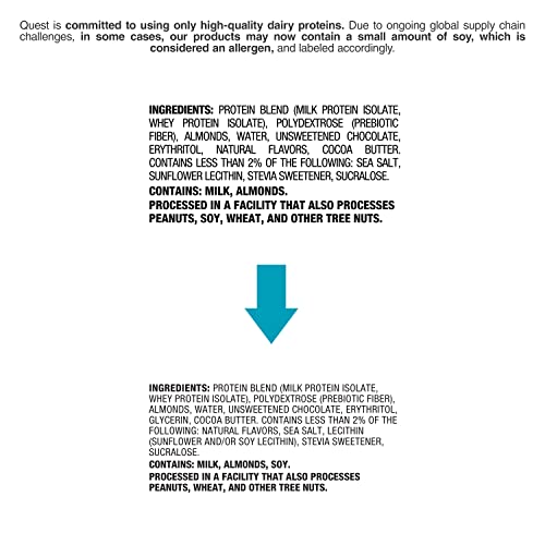 Quest Nutrition Chocolate Chip Cookie Dough - High Protein, Low Carb, Gluten Free, Keto Friendly, 2.12 Oz , 4 Count (Pack of 5)