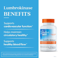 Thumbnail for Doctor's Best Lumbrokinase Supplement for Men & Women - Lumbrokinase Capsules 40 mg Per Serving, Supports Heart Health & Circulation, Fibrin Dissolving Enzymes, 720,000 Units Per Serving - 60 Veg Caps