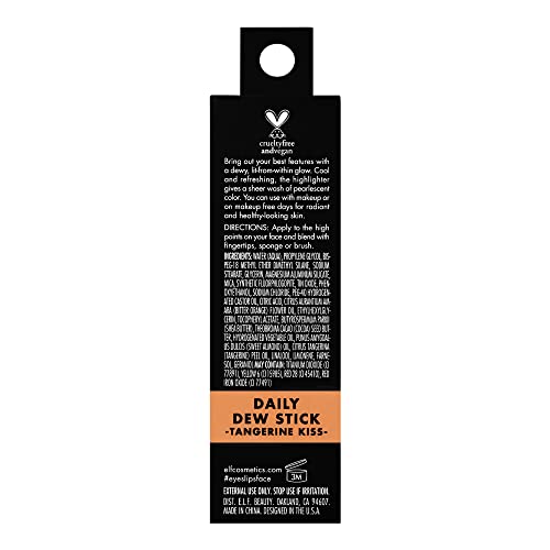 e.l.f. Daily Dew Stick, Cooling Highlighter Stick For Dewy Skin, Gives Your Complexion A Radiant Glow, Vegan & Cruelty-Free, Tangerine Kiss