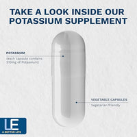 Thumbnail for Life Enhancement High Potency 1020 mg Potassium Supplement for Muscle, Brain & Bone Health - No Additives High Absorption Elemental Potassium Supplement, Made in USA (240 Capsules – 120 Servings)
