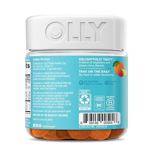 OLLY Prenatal Multivitamin Gummy, Supports Healthy Growth and Brain Development, Folic Acid, Vitamin D, Omega 3 DHA, Chewable Supplement, Citrus Berry Flavor, 30 Day Supply - 60 Count