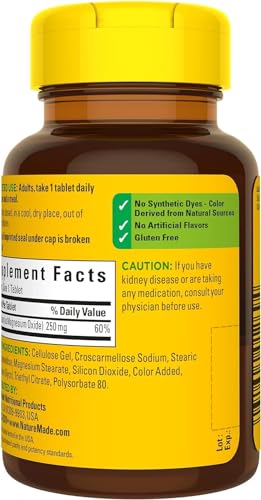 Nature Made Magnesium Oxide 250 mg, Dietary Supplement for Muscle, Heart, Bone and Nerve Health Support, 100 Tablets, 100 Day Supply (Pack of 2)