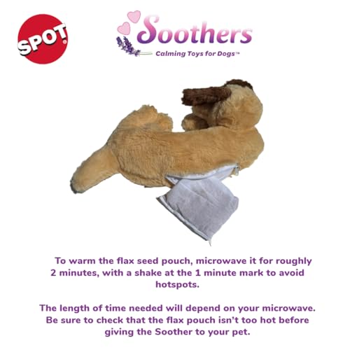 SPOT Soothers- Warm Hug Pal - Calming Plush Dog Toy with Lavender Scented Beads, Removable Squeaker, Microwavable Warming Pouch, Separation Anxiety Relief, for Medium to Large Dogs and Puppies, 10in