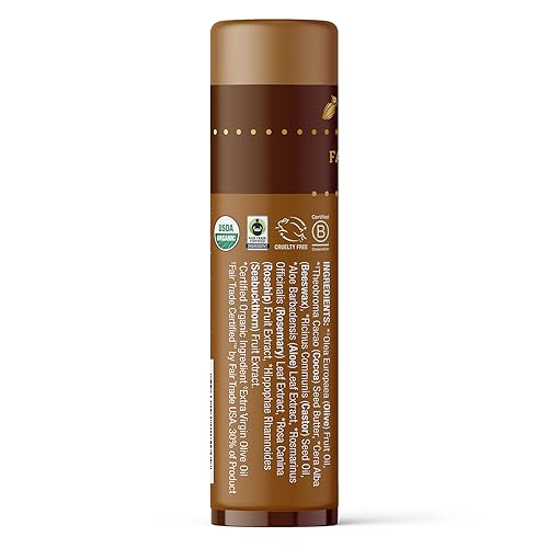 Badger Creamy Cocoa Cocoa Butter Lip Balm, Long Lasting Hydrating Lip Moisturizer, Fair Trade, Large Size Stick, 100% Organic Lip Care, 4-pack