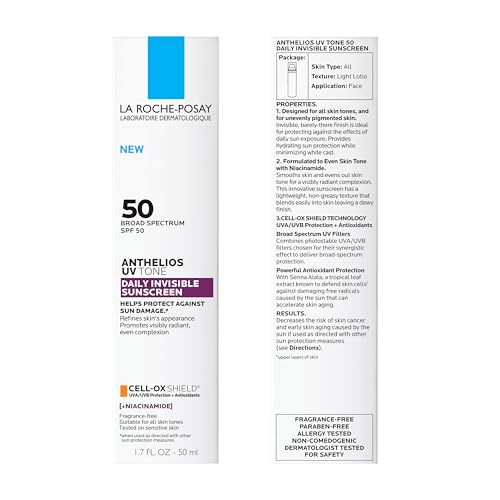 La Roche Posay Anthelios UV Tone Sunscreen SPF 50, Daily Sunscreen for Face with Niacinamide, Broad Spectrum Invisible SPF Protection for Discoloration and Uneven Skin
