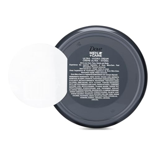 Dove Men+Care Ultra Hydra Cream, Face, Hands and Body care, All Skin Types, 4-Pack of 2.53 Oz Each