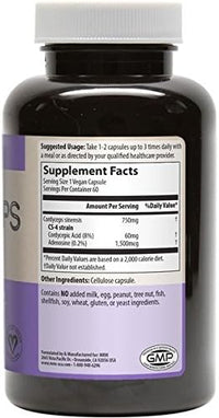 Thumbnail for MRM Cordyceps Vegetarian Capsules, CS-4 Strain, 750 mg, 60- Count Bottle (Pack of 2)