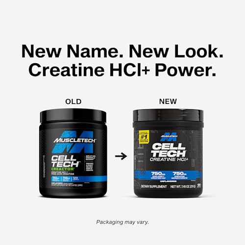 MuscleTech Cell-Tech Creactor Creatine HCl Powder, Post Workout Muscle Builder for Men & Women, Creatine Hydrochloride + Free-Acid, Unflavored (120 Servings), 8.47 oz
