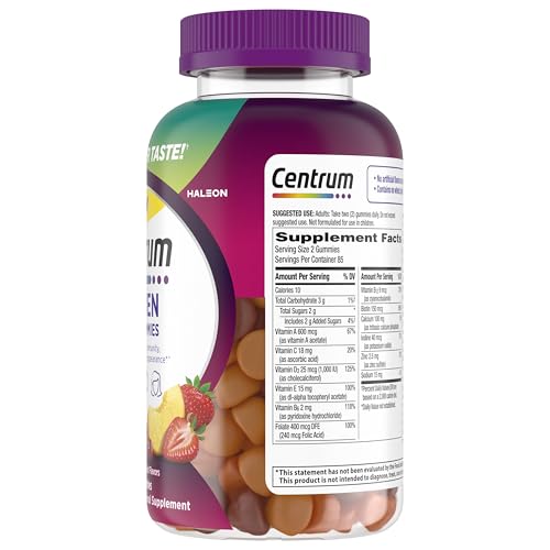 Centrum MultiGummies Gummy Multivitamin for Women, Multivitamin/Multimineral Supplement with Vitamin D3, B and Antioxidants, Assorted Fruit Flavor - 170 Count
