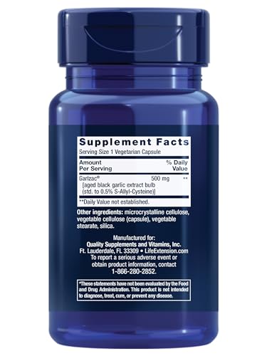 Life Extension Aged Black Garlic, Heart Health Support Supplement, Blood Pressure Health Support, Cholesterol Health Support, Once-Daily, Gluten Free, Vegetarian, Non-GMO, 30 Capsules