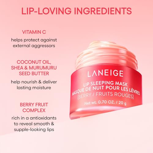 LANEIGE Lip Sleeping Mask Pink Lemonade: Deeply Hydrate & Nourish, with Vitamin C, Murumuru & Shea Butter, Antioxidants, for Flaky, Dry Lips