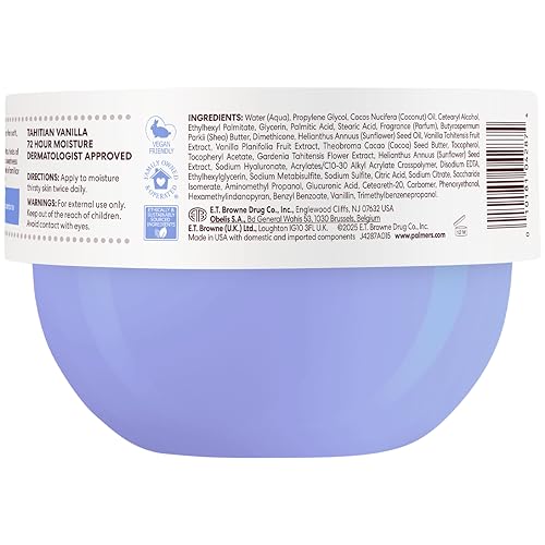 Palmer's Cocoa Butter Formula Body Cream, Moisture Drenching Tahitian Vanilla, 8.8 Oz, 72Hr Hydration with Shea Butter & Vitamin E for Softer Skin, Protects & Soothes Dryness, Dermatologist Approved