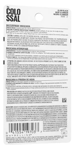 Maybelline Volum' Express Colossal Waterproof Mascara Makeup, Volumizing, Glam Black, 1 Count