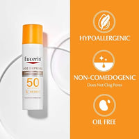 Thumbnail for Eucerin Sun Age Defense SPF 50 Face Sunscreen Lotion with Hyaluronic Acid, Hypoallergenic, Non-Comedogenic Sunscreen SPF 50 Free of Fragrance, Oxybenzone and Octinoxate, 2.5 Fl Oz Bottle