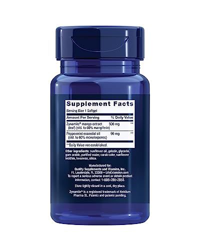 Life Extension Brain Fog Relief, Mango Leaf Extract, standardized Peppermint Oil, nootropic Brain Supplement for Clarity and Focus, Fast-Acting, Caffeine-Free, Gluten Free, Non-GMO, 30 softgels