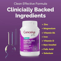Thumbnail for CONCEIVE PLUS Women's Fertility Support: Conception Fertility Supplement for Her, Aids Hormonal Balance, Folic Acid, B1 B2 B3 B6 B12, Zinc, Biotin, Non-GMO, Vegan Prenatal Vitamin, 30 Days
